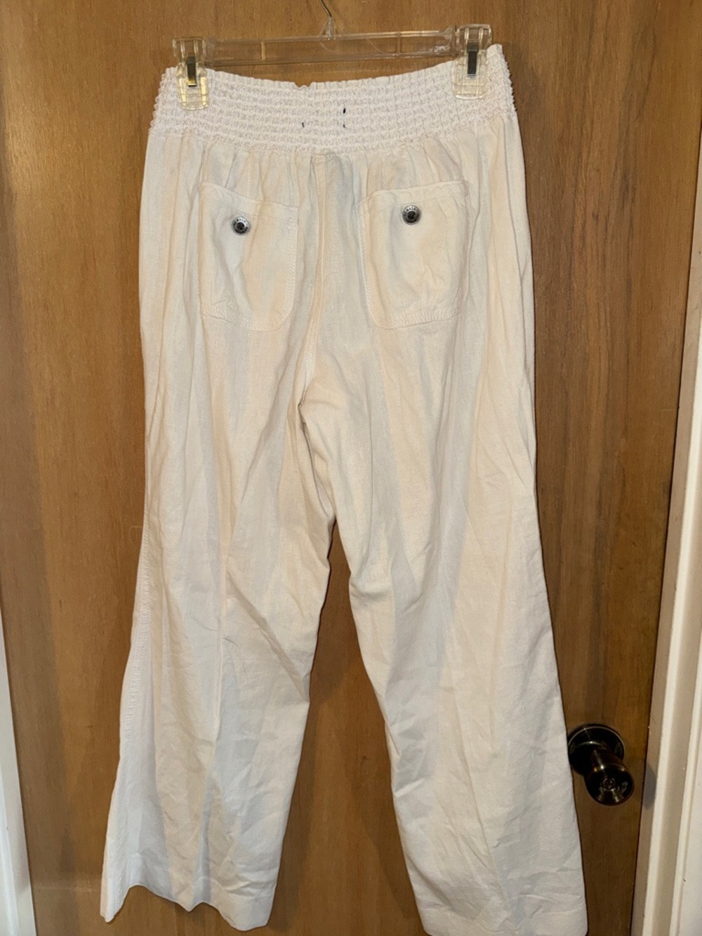 Rewash White Elastic Waist Casual Lightweight Beachy Summer Pants Large - Picture 5 of 5